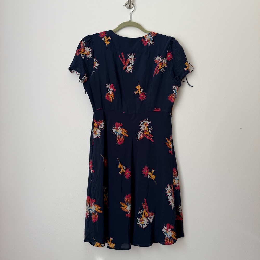 Madewell Silk Poppy Dress in Cactus Flower Navy Floral Fit and Flare Mini - Picture 6 of 16